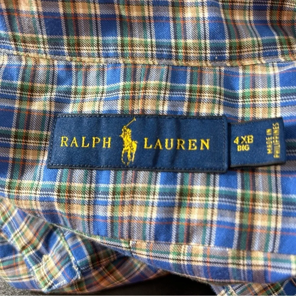 POLO Ralph Lauren Men's Button Down Shirt Plaid Blue Green Size 4XB